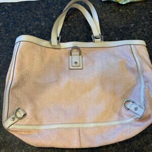 Gucci Pink and Cream Monogram Shoulder Bag